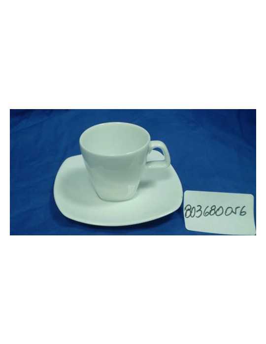 Juego 6 Tazas Cafe Porcelana Blanca Lotto Cuadrada [LOTE DE 2 Unidades] DANKOTUWA
