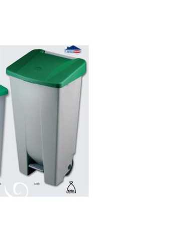Contenedor con Ruedas y Pedal 120 L Verde DENOX