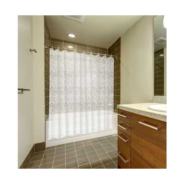 Cortina Baño Caldea PVC 180X200 Trans. con Anillas [LOTE DE 4 Unidades] DINTEX
