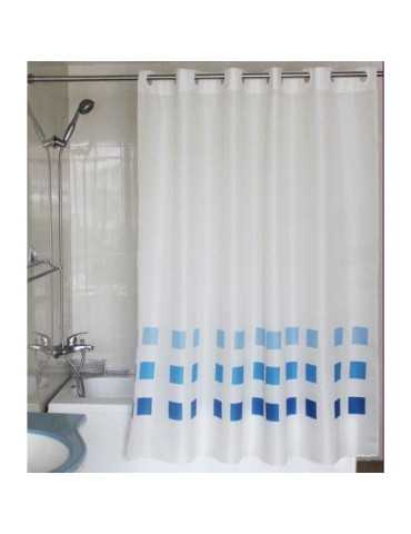 Cortina Baño Llas POLIES. 180X200 Blanco/Azl. anillas [LOTE DE 2 Unidades] DINTEX