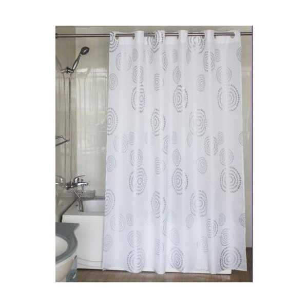Cortina Baño Espiral POLIES. 180X200 Plata Anilla [LOTE DE 2 Unidades] DINTEX