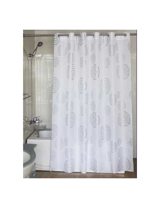 Cortina Baño Espiral POLIES. 180X200 Plata Anilla [LOTE DE 2 Unidades] DINTEX