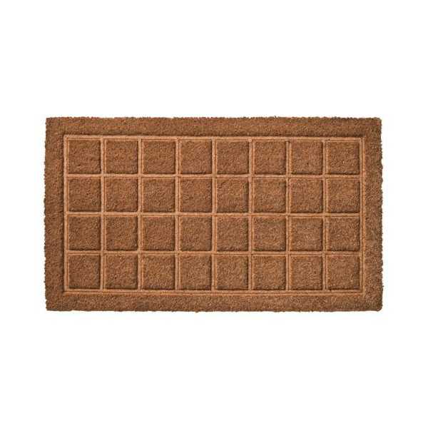 Felpudo Coco Prensado Cuadros Natural 40X70 [LOTE DE 4 Unidades] DINTEX