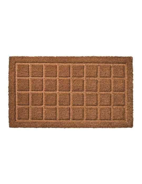 Felpudo Coco Prensado Cuadros Natural 40X70 [LOTE DE 4 Unidades] DINTEX