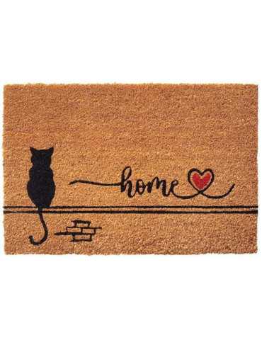 Felpudo Coco Natural Gato Casa 40X60 50016 [LOTE DE 4 Unidades] DINTEX