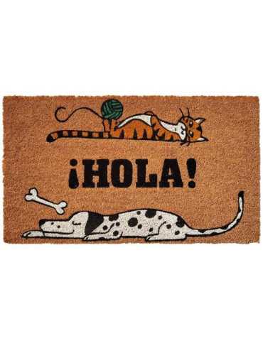 Felpudo Coco Natural Animales Hola 40X70 50063 [LOTE DE 4 Unidades] DINTEX