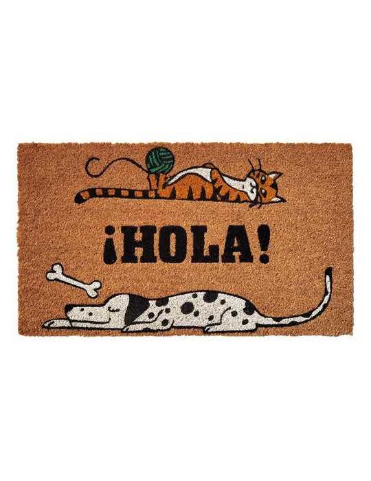 Felpudo Coco Natural Animales Hola 40X70 50063 [LOTE DE 4 Unidades] DINTEX