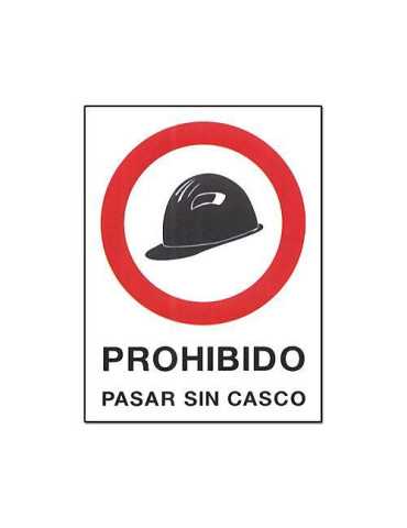 Cartel PVC 40X30 Prohibido Pasar sin Casco 232 [LOTE DE 6 Unidades] CV TOOLS