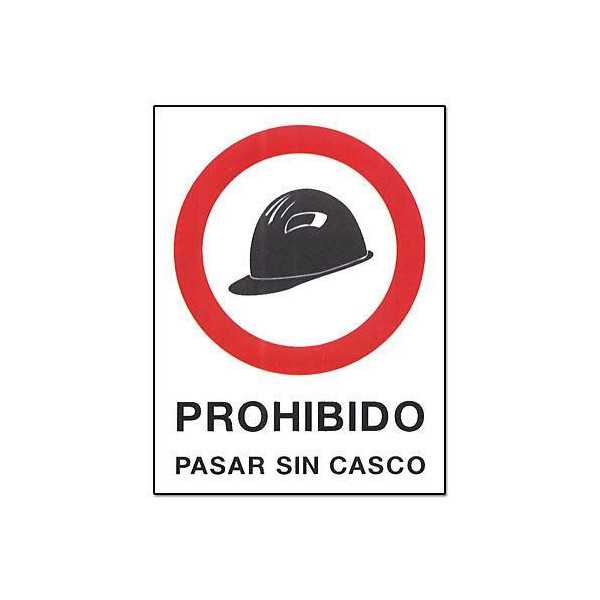 Cartel PVC 40X30 Prohibido Pasar sin Casco 232 [LOTE DE 6 Unidades] CV TOOLS