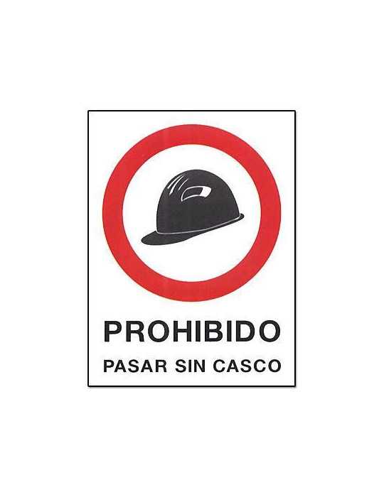 Cartel PVC 40X30 Prohibido Pasar sin Casco 232 [LOTE DE 6 Unidades] CV TOOLS
