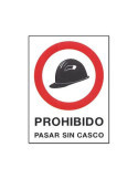 Cartel PVC 40X30 Prohibido Pasar sin Casco 232 [LOTE DE 6 Unidades] CV TOOLS