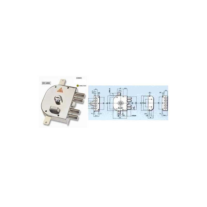 Cerradura CR CR-3450 izquierda esmaltado + barras Codiven