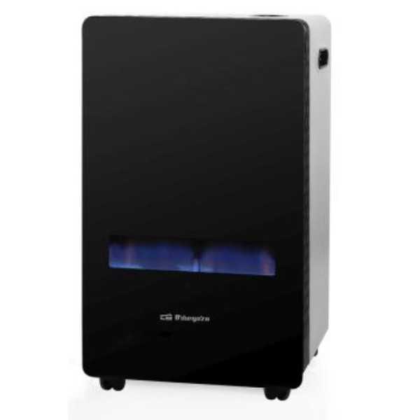 Estufa Gas HBF100 Llama Azul 3800W a Cristal Templado Negro ORBEGOZO