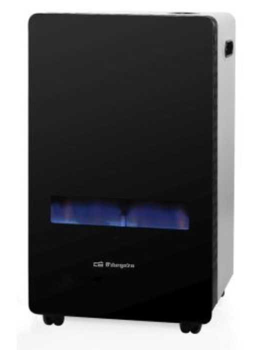 Estufa Gas HBF100 Llama Azul 3800W a Cristal Templado Negro ORBEGOZO