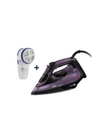 Plancha Vapor SI9661VI+QUITAPELUSAS 3100W 330ML Violeta/Negro BRAUN