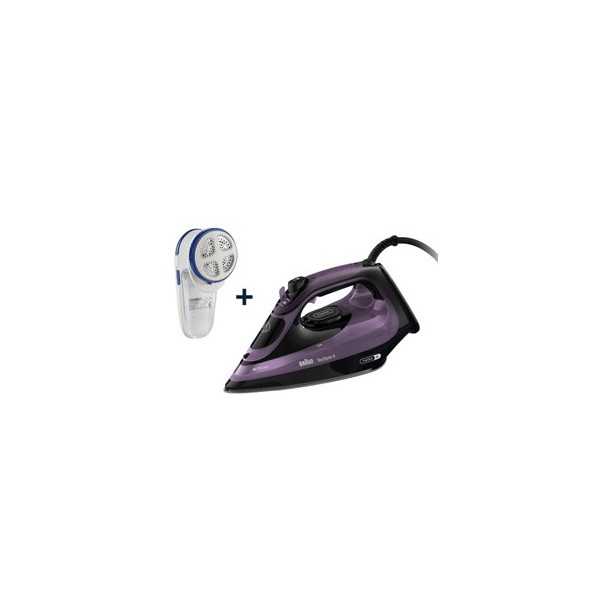 Plancha Vapor SI9661VI+QUITAPELUSAS 3100W 330ML Violeta/Negro BRAUN