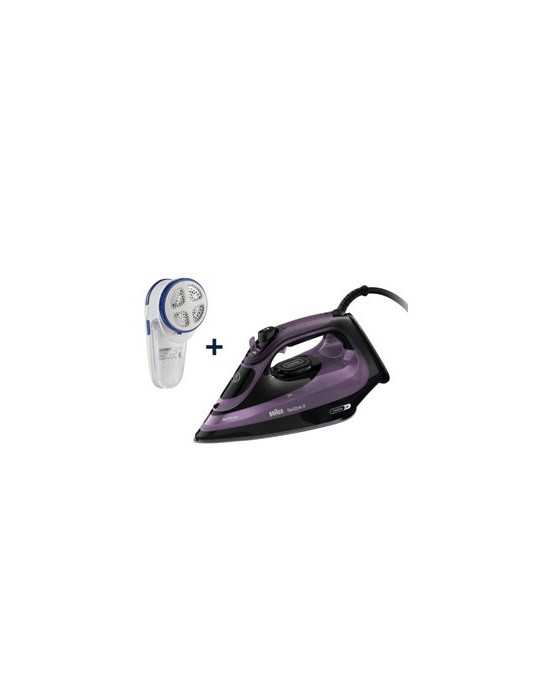 Plancha Vapor SI9661VI+QUITAPELUSAS 3100W 330ML Violeta/Negro BRAUN