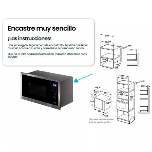 Microondas Integrable IMWDD2S 25L 800W Negro Grill INFINITON