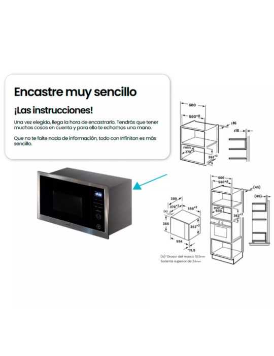Microondas Integrable IMWDD2S 25L 800W Negro Grill INFINITON