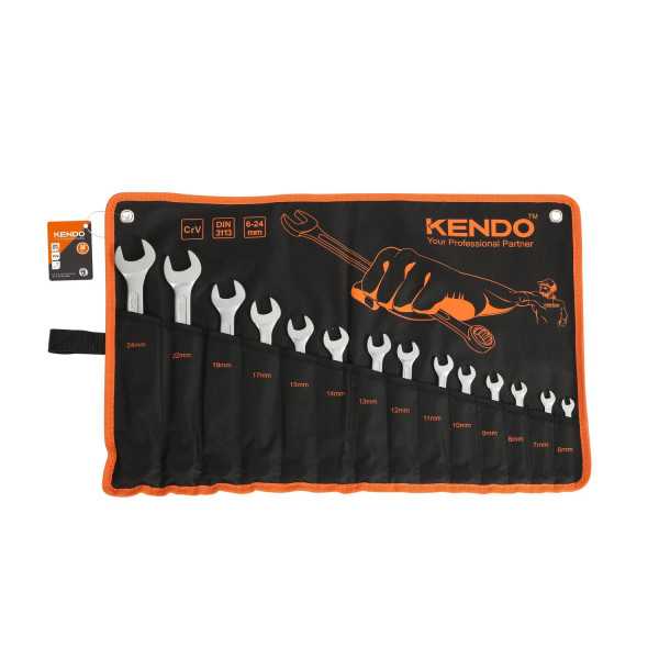 Juego Llaves Combinadas Cr-V 14 Piezas con Bolsa de Nylon 15246 KENDO