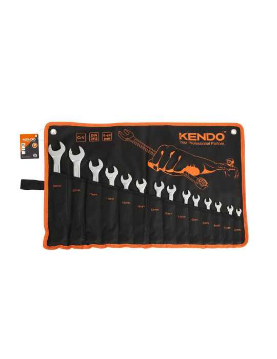 Juego Llaves Combinadas Cr-V 14 Piezas con Bolsa de Nylon 15246 KENDO
