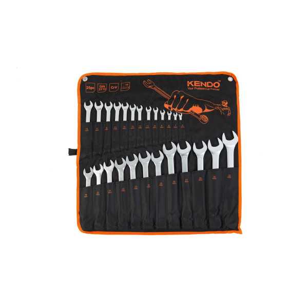 Juego Llaves Combinadas Cr-V 25 Piezas con Bolsa de Nylon 15249 KENDO