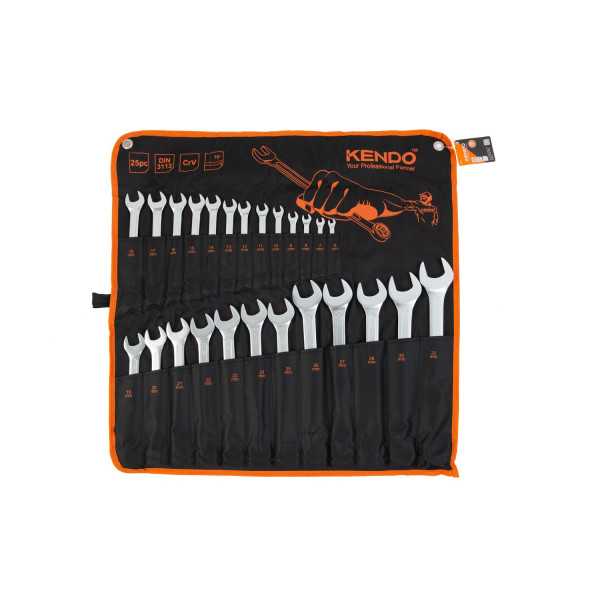 Juego Llaves Combinadas Cr-V 25 Piezas con Bolsa de Nylon 15249 KENDO