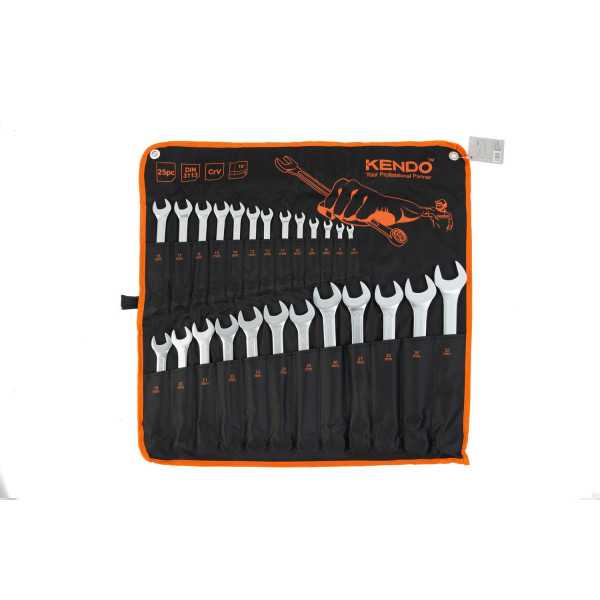 Juego Llaves Combinadas Cr-V 25 Piezas con Bolsa de Nylon 15249 KENDO