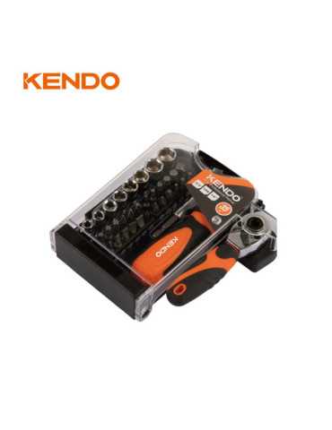Juego Destornillador y Carraca 1/4" con Puntas y Vasos 35 Piezas 20548 KENDO