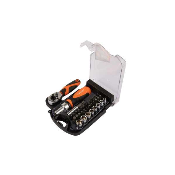 Juego Destornillador y Carraca 1/4" con Puntas y Vasos 35 Piezas 20548 KENDO