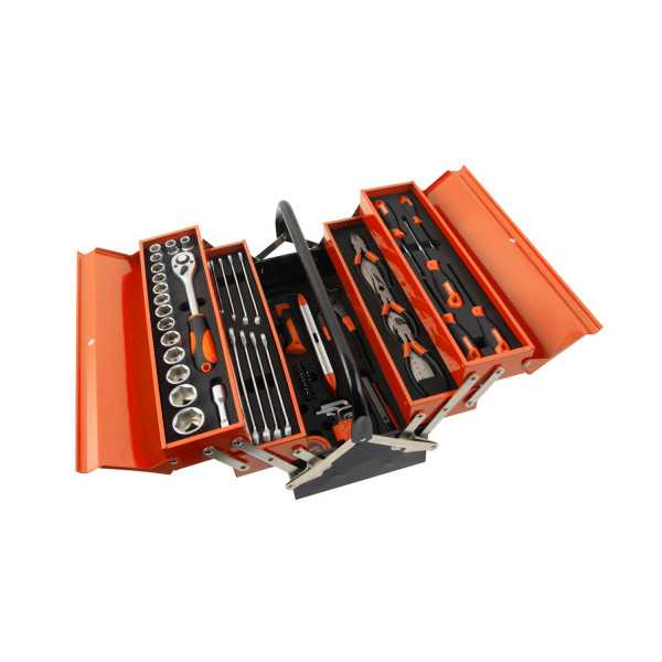 Caja Herramientas Metálica Voladiza 5 Bandejas con 81 Herramientas 90213 KENDO