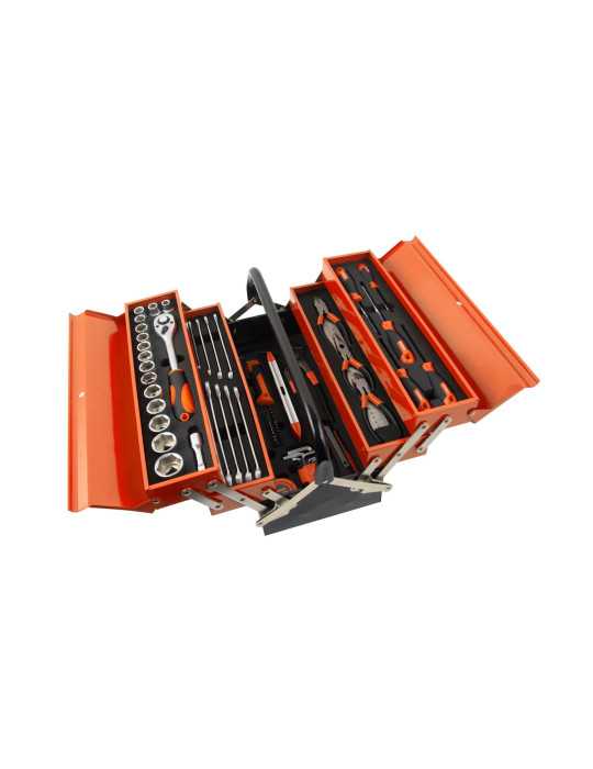 Caja Herramientas Metálica Voladiza 5 Bandejas con 81 Herramientas 90213 KENDO