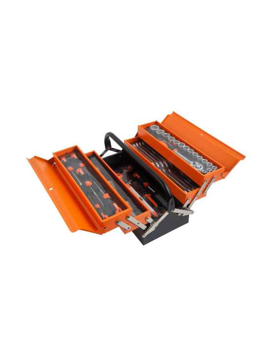 Caja Herramientas Metálica Voladiza 5 Bandejas con 81 Herramientas 90213 KENDO