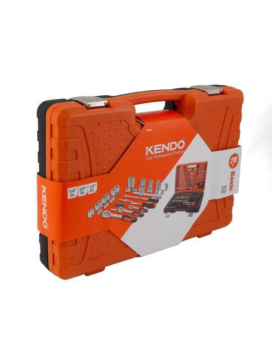 Juego Vasos + Carracas 1/2", 3/8" y 1/4" 216 Piezas 90594 KENDO