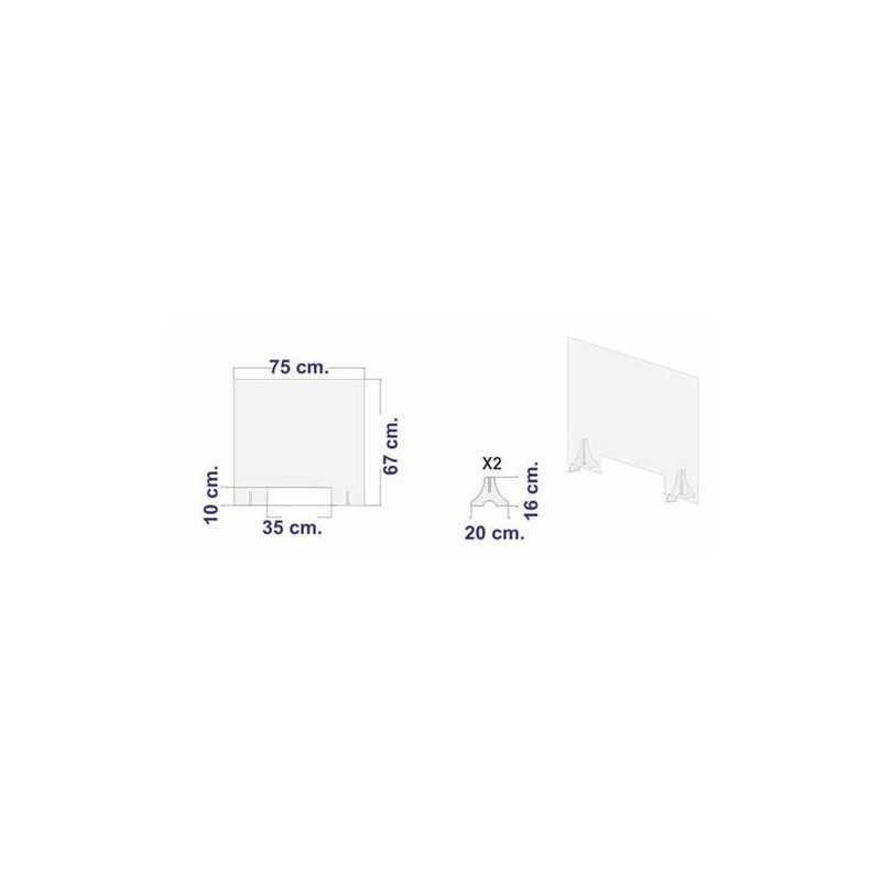 Pantalla policarbonato sobremesa 70x67cm.x3mm.