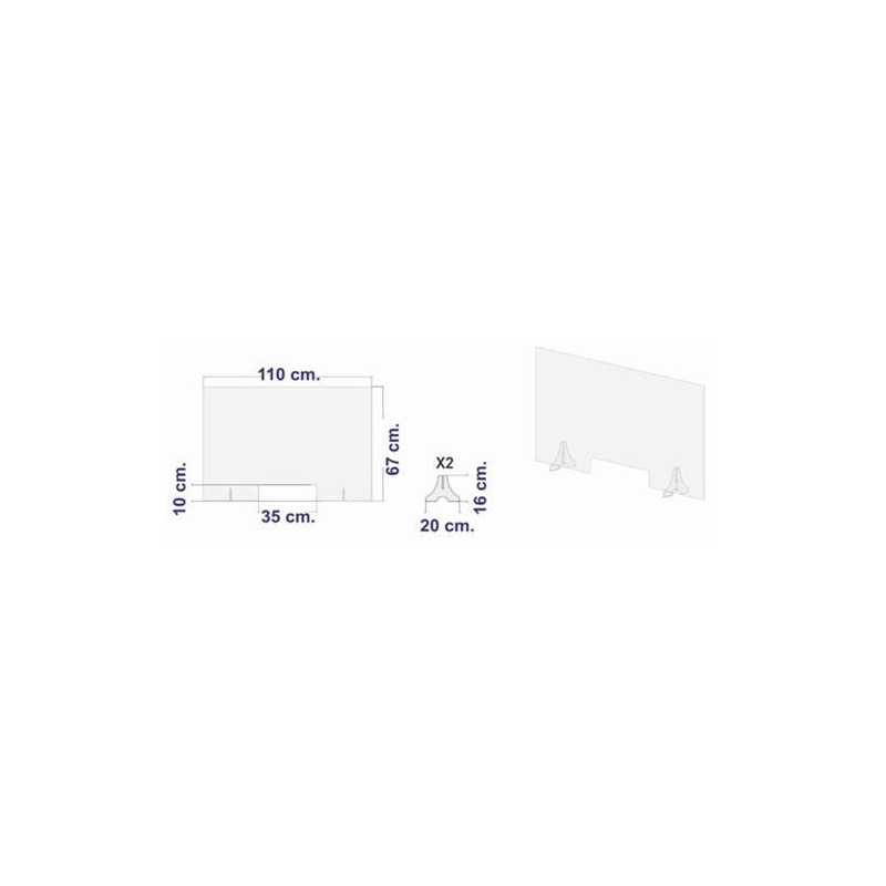 Pantalla policarbonato sobremesa 100x67cm.x3mm.