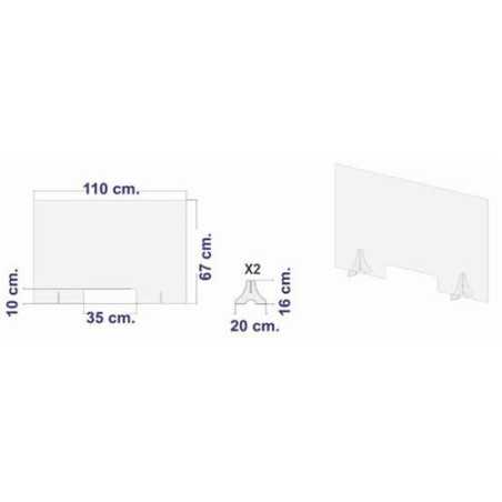 Pantalla policarbonato sobremesa 100x67cm.x3mm.