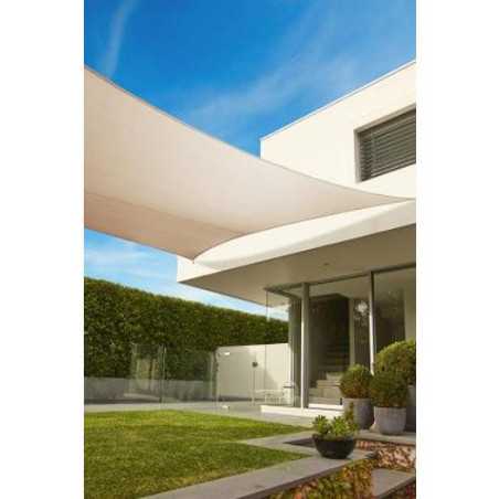 Toldo vela SAULEDA cuadrada 5,4m. beige. HDPE bloqueo uv