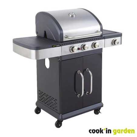 Barbacoa gas americano COOK IN GARDEN Fidgi 3 quemadores + side