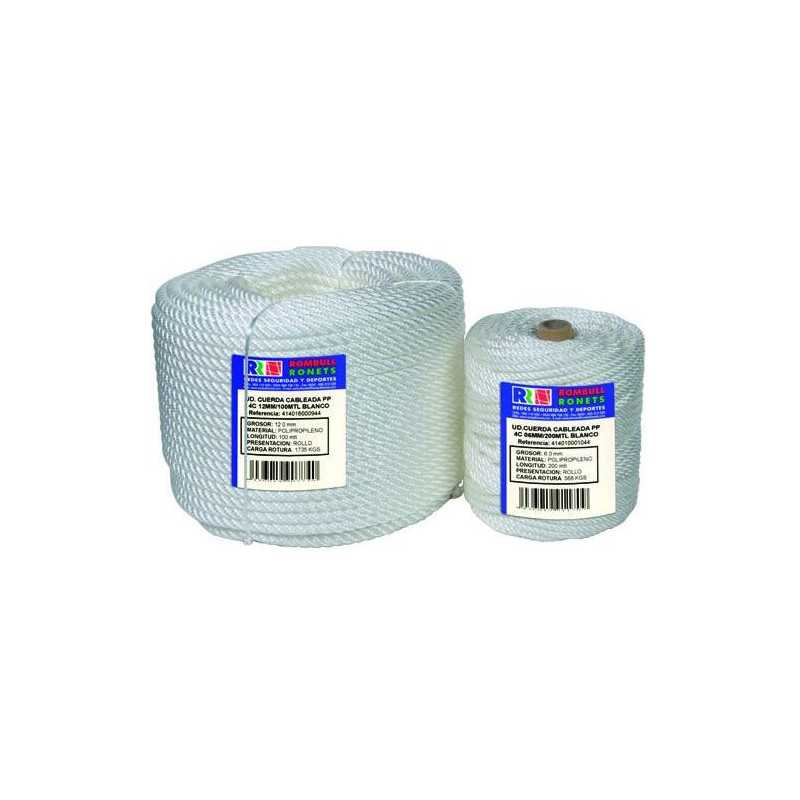 Cuerda cableada ROMBULL PP 4 cabos 14 mm. Blanco 100 m.