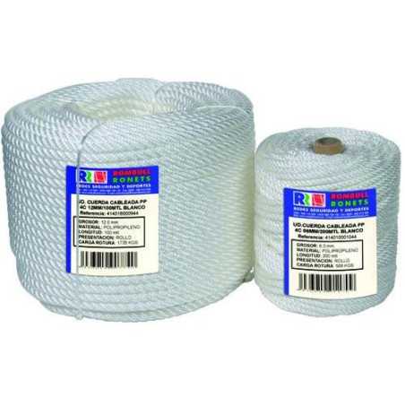 Cuerda cableada ROMBULL PP 4 cabos 14 mm. Blanco 100 m.