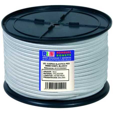 Cuerda elastica ROMBULL poliester 8 mm. blanca 100 m.