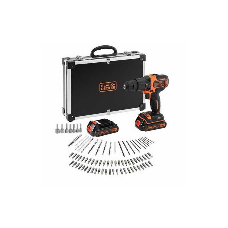 Taladro percutor BLACK & DECKER 18v 2 bat + 80 acc BDCHD18BAFC-QW