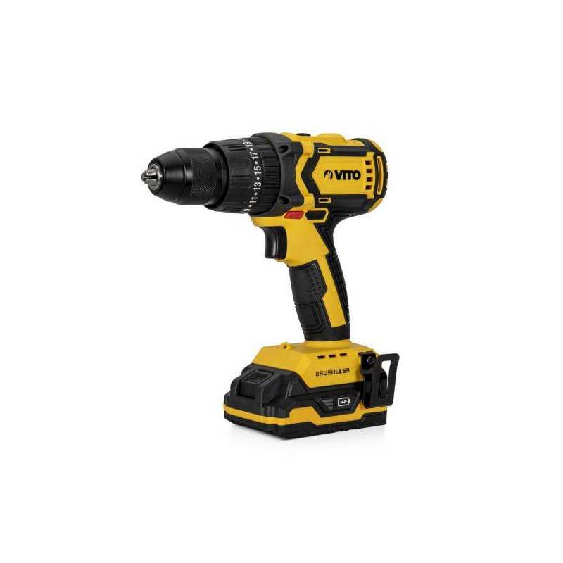 Taladro atornillador VITO brushless bateria 20v. 2 baterias