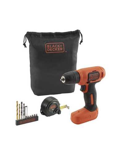 Taladro atornillador BLACK & DECKER 7.2v+11 accesorios + bolsa QW