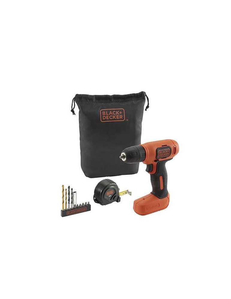 Taladro atornillador BLACK & DECKER 7.2v+11 accesorios + bolsa QW