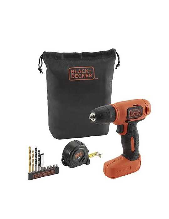Taladro atornillador BLACK & DECKER 7.2v+11 accesorios + bolsa QW