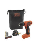 Taladro atornillador BLACK & DECKER 7.2v+11 accesorios + bolsa QW