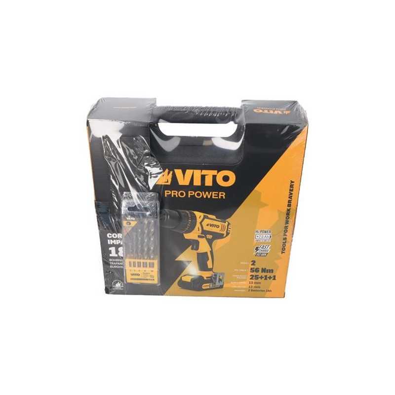 Taladro atornillador VITO sin cable 18v + regalo juego brocas piedra