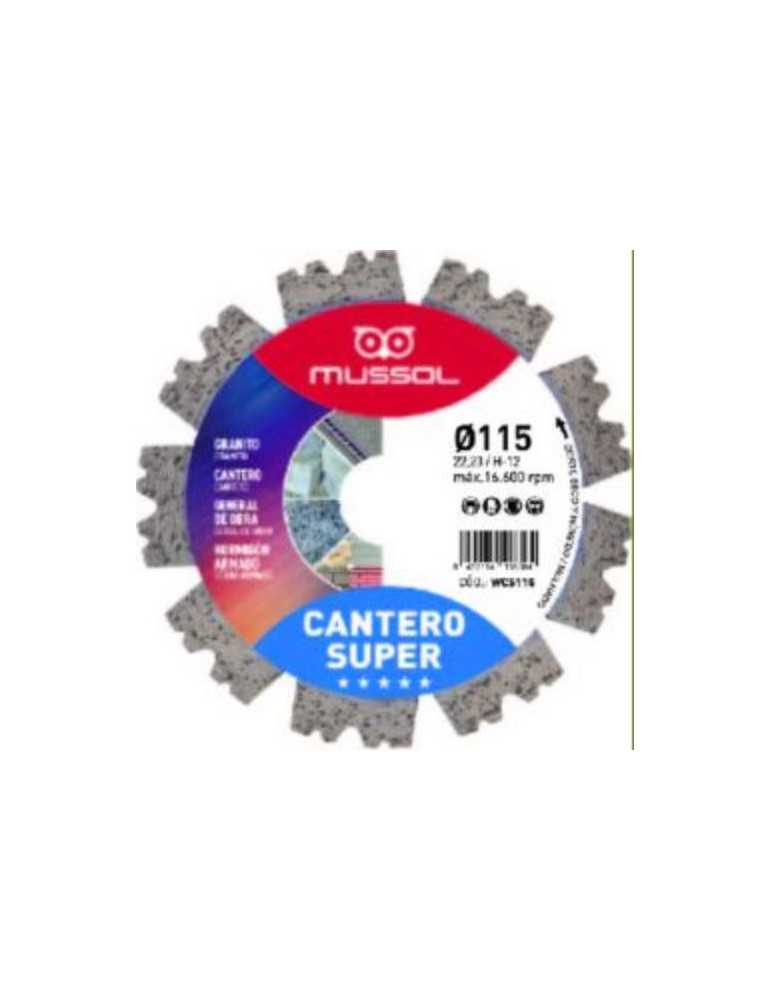 Disco de diamante MUSSOL cantero super 115mm eje 22,2 mm